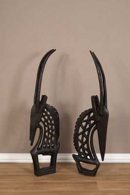 Bambara Mali Suite de deux cimiers mâle et femelle En bois t…