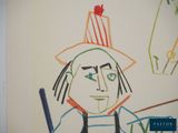 a drawing of a man holding a knife and fork