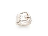 silver plated ring with a smiling face on the front