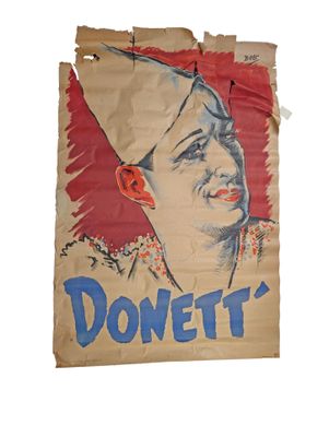 une affiche représentant un homme coiffé d'un chapeau, dessinée sur une feuille de papier