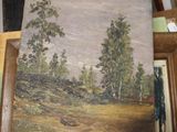 a picture of a painting of a man standing in a field