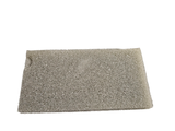 a gray rug on a white background with a blue border