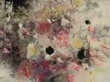une peinture de fleurs dans un vase sur une table