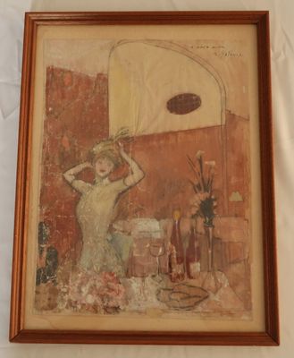 une image représentant un tableau où l'on voit une femme dans une pièce