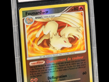 gros plan d'une carte pokemon dans un étui en plastique
