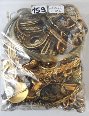 a bag full of gold and silver jewelry on a table