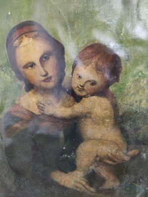 an image of a painting of a woman holding a baby