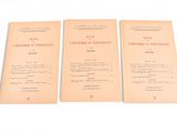 three pamphlets of different types of items on a white surface