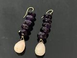 Boucles d'oreilles en améthorate et quartz rose
