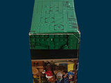 a green box with a picture of a building inside of it