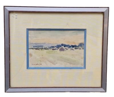 an image of a painting of a landscape in a frame