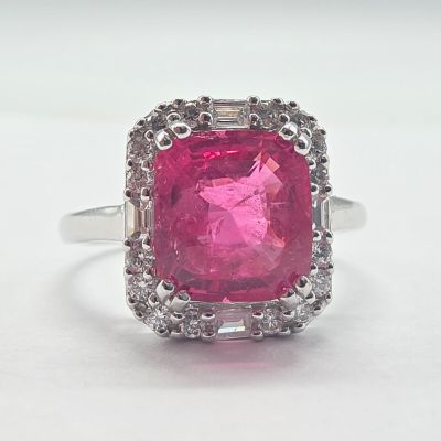 Bague OR Gris Sertie D'Une Spinelle (2,83 CT Certificat 2810…