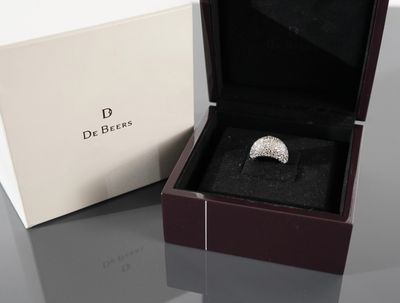 De Beers Imposante bague en or gris 18K 750 millièmes de for…