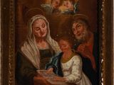 a painting of a woman reading a book to a group of people