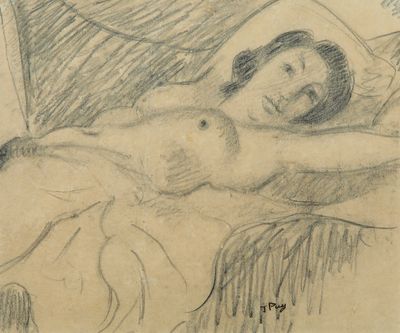 l'image d'un dessin représentant une femme allongée sur un lit