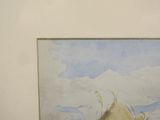 a picture of a painting of a boat in the water