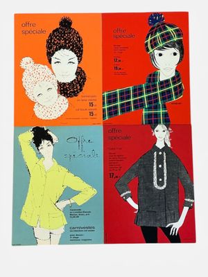 Lot de 4 affiches publicitaires sérigraphié au printemps « o…