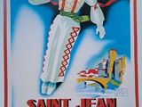 painting of a poster of a man in traditional clothing holding a flag