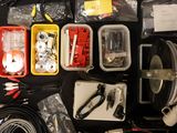many different types of electrical tools and wires on the table