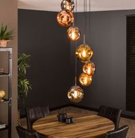 Suspension 7 lampes TAHOE , en verre doré, cuivré, chromé et… (photo 2)