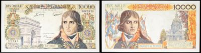 two different pictures of a man and a woman on a bank note