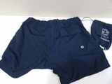 the shorts are blue and have a white logo on it