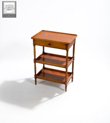 Table d'appoint à étages en merisier à trois niveaux et tiro… - Photo 1