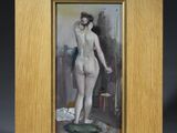 an image of a painting of a nude woman in a wooden frame