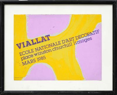 une image représentant une affiche jaune et violette