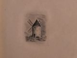 the front cover of a book with a drawing of a windmill on it