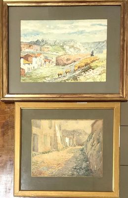 two paintings hanging on the wall next to each other