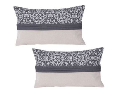 Lot de 2 coussins d'ornement CHAMBORD 50x30 cm anthracite -r…