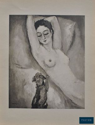 un dessin en noir et blanc représentant une femme avec un chien