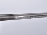 a close up of a sword with a metal handle