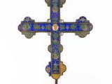 an image of a blue and green cross on a white background