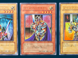 three cards with different designs are displayed on a blue background