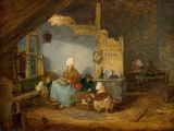 an image of a painting of a woman sitting in a room with children