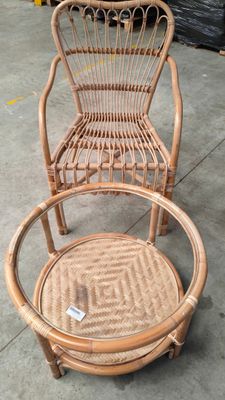 2 Chaises ET 1 Table EN Rotin (Plateau Verre)