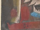 a picture of a painting of a boat on a table