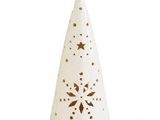 white christmas tree shaped candle holder with gold star design