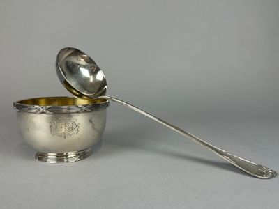 LOUCHE en argent 950/°°°, modèle filets feuillagés, la spatu… - Photo 1