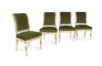 SUITE DE QUATRE CHAISES EN HÊTRE PEINT ET DORÉ (photo 2)
