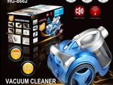 une image représentant un aspirateur bleu, accompagné d'une boîte et d'un mode d'emploi