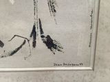 a black and white picture of a painting of a man and a woman