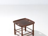 an image of a small wooden table with a tray on top of it