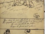 sketches of a man and a woman in a field with a horse