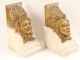 pair of art deco bookends in the form of a woman ' s head