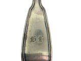 a silver spoon with a number on it on a white background