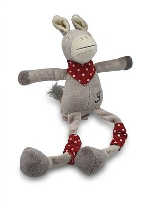 LES PETITES MARIES - Peluche âne Cezane - Gris et rouge à po…