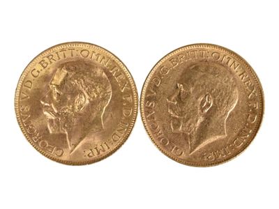 Deux souverains or, Georges V, 1928. Usures. - Photo 1